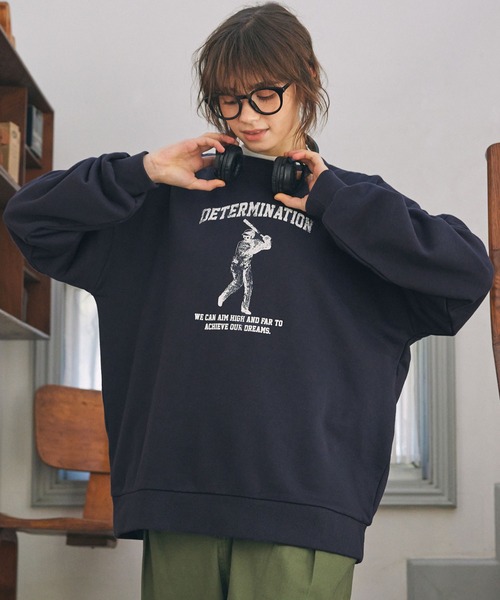 MONO-MART LADY'S(モノマートレディース)の「スポーツ グラフィックプリント オーバーサイズ スウェット(スウェット・レディース・スミクロ/ネイビー/オートミール/杢グレー・FREE)」の20枚目の写真