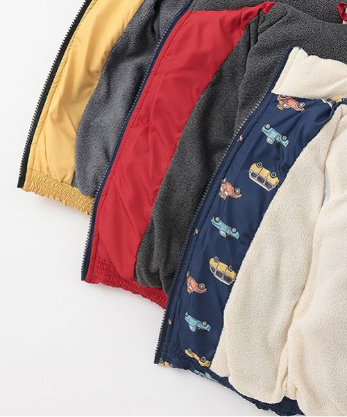 petit main（プティマイン）の「【GOODPRICE/撥水加工】中綿ジャケット(キッズサイズ)（ブルゾン・キッズ・ネイビー/ライトグレー/レッド/オフホワイト/イエロー/ブルー/マルチ/ライトピンク・80ｃｍ/90cm/100cm/110cm/120cm/130cm）」の10枚目の写真