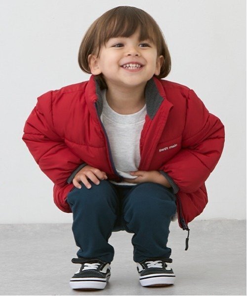 petit main（プティマイン）の「【GOODPRICE/撥水加工】中綿ジャケット(キッズサイズ)（ブルゾン・キッズ・ネイビー/ライトグレー/レッド/オフホワイト/イエロー/ブルー/マルチ/ライトピンク・80ｃｍ/90cm/100cm/110cm/120cm/130cm）」の18枚目の写真