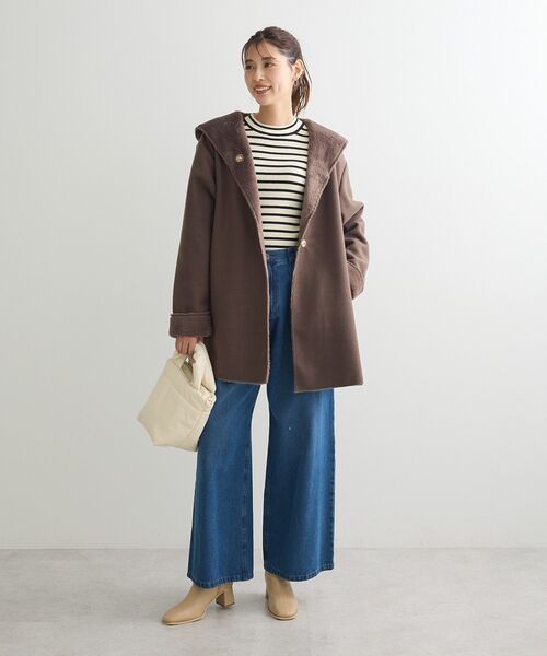 Green Parks(グリーンパークス)の「フーディガウンコート(その他アウター・レディース・モカ/チャコールグレー/ライトベージュ・FREE)」の21枚目の写真