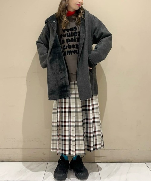 希少 vintage ガウンコート チェック柄 昭和レトロ 日本製 グレー 黒 セール】フーディガウンコート（その他アウター）｜Green Parks