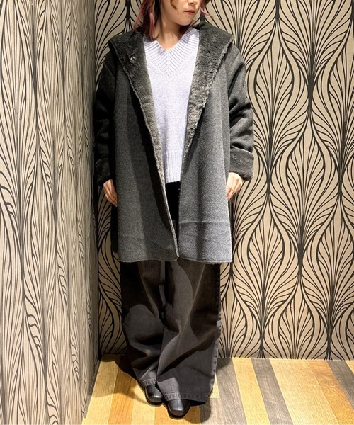 Green Parks(グリーンパークス)の「フーディガウンコート(その他アウター・レディース・モカ/チャコールグレー/ライトベージュ・FREE)」の5枚目の写真