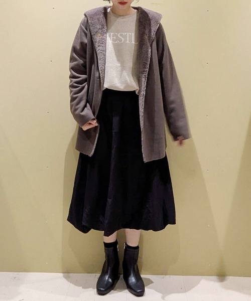 Green Parks(グリーンパークス)の「フーディガウンコート(その他アウター・レディース・モカ/チャコールグレー/ライトベージュ・FREE)」の6枚目の写真