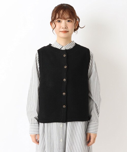 one'sterrace(ワンズテラス)の「前あきニットベスト(ベスト・レディース・ダークブラウン系8/ベージュ系8/ブラック系8・02)」の4枚目の写真