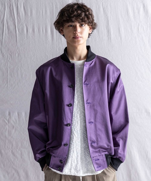 Jackman（ジャックマン）の「Satin Award Jacket（スタジャン・メンズ・ネイビー/パープル/ダークグリーン・MEDIUM/SMALL/LARGE/X-LARGE）」の4枚目の写真