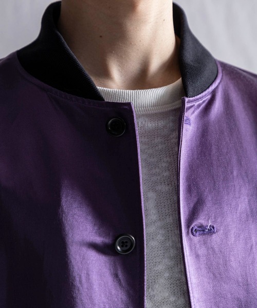 Jackman（ジャックマン）の「Satin Award Jacket（スタジャン・メンズ・ネイビー/パープル/ダークグリーン・MEDIUM/SMALL/LARGE/X-LARGE）」の9枚目の写真