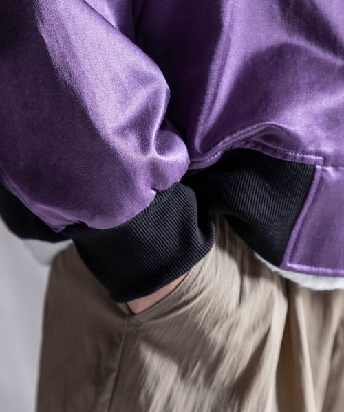 Jackman（ジャックマン）の「Satin Award Jacket（スタジャン・メンズ・ネイビー/パープル/ダークグリーン・MEDIUM/SMALL/LARGE/X-LARGE）」の12枚目の写真