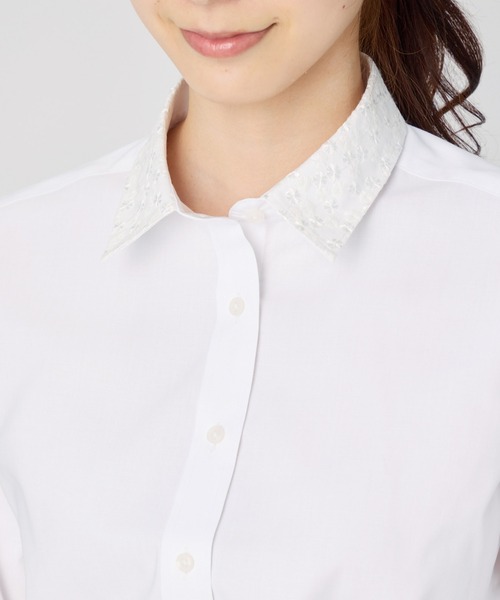TOKYO SHIRTS（トウキョウシャツ）の「透け防止 形態安定ノーアイロン レギュラー 長袖ビジネスワイシャツ（ビジネスシャツ・レディース・ホワイト・LL/M/L）」の2枚目の写真