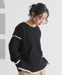 配色ラインスポンジニット