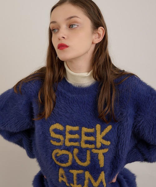 MUHET（ミュエータ）の「ロゴシャギーニット（ニット/セーター・レディース・ネイビー/チャコールグレー/ボルドー・X-LARGE/MEDIUM）」の2枚目の写真