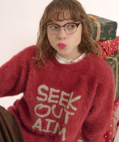 MUHET（ミュエータ）の「ロゴシャギーニット（ニット/セーター・レディース・ネイビー/チャコールグレー/ボルドー・X-LARGE/MEDIUM）」の3枚目の写真