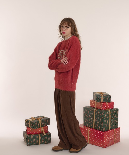 MUHET（ミュエータ）の「ロゴシャギーニット（ニット/セーター・レディース・ネイビー/チャコールグレー/ボルドー・X-LARGE/MEDIUM）」の22枚目の写真