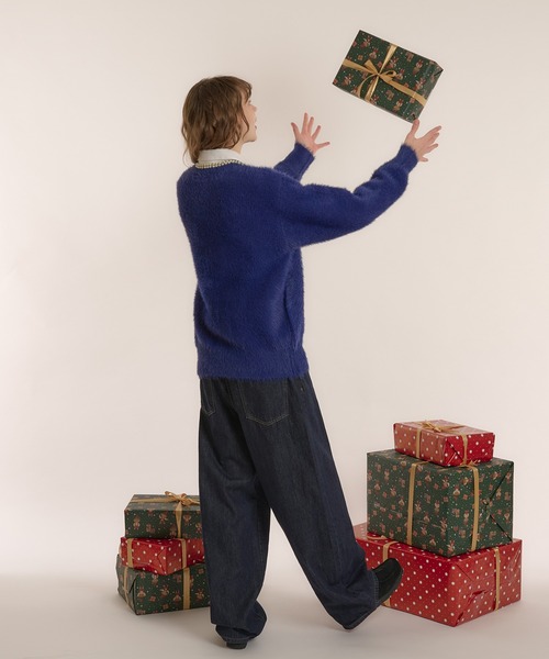 MUHET（ミュエータ）の「ロゴシャギーニット（ニット/セーター・レディース・ネイビー/チャコールグレー/ボルドー・X-LARGE/MEDIUM）」の5枚目の写真