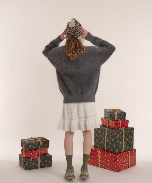 MUHET（ミュエータ）の「ロゴシャギーニット（ニット/セーター・レディース・ネイビー/チャコールグレー/ボルドー・X-LARGE/MEDIUM）」の14枚目の写真