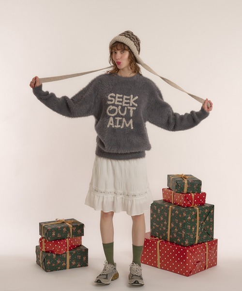 MUHET（ミュエータ）の「ロゴシャギーニット（ニット/セーター・レディース・ネイビー/チャコールグレー/ボルドー・X-LARGE/MEDIUM）」の11枚目の写真