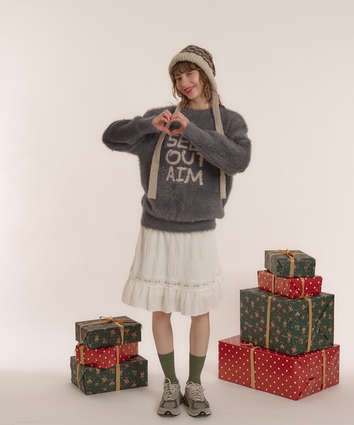 MUHET（ミュエータ）の「ロゴシャギーニット（ニット/セーター・レディース・ネイビー/チャコールグレー/ボルドー・X-LARGE/MEDIUM）」の12枚目の写真