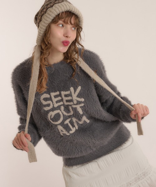 MUHET（ミュエータ）の「ロゴシャギーニット（ニット/セーター・レディース・ネイビー/チャコールグレー/ボルドー・X-LARGE/MEDIUM）」の9枚目の写真