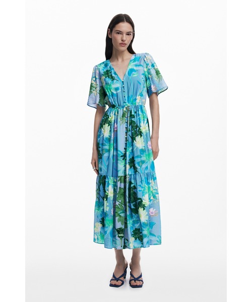 Desigual（デシグアル）の「フローラルシャツワンピース 結婚式 二次会 フォーマル（ワンピース・レディース・グリーン・XXL/XL/L/M/S/XS）」の2枚目の写真