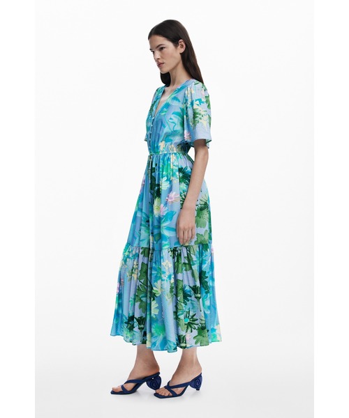 Desigual（デシグアル）の「フローラルシャツワンピース 結婚式 二次会 フォーマル（ワンピース・レディース・グリーン・XXL/XL/L/M/S/XS）」の3枚目の写真