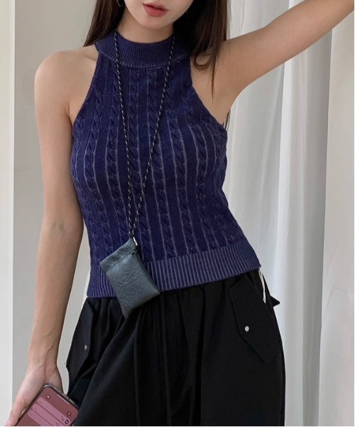 maisondedolce.glow knit アメリカンスリーブ Reurie' タンクトップ ノースリーブ 「5色展開／新色追加