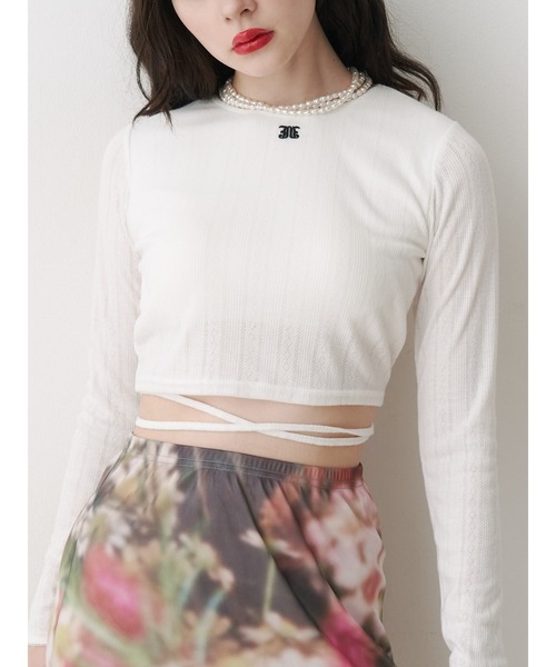 jouetie（ジュエティ）の「バックオープンロゴトップス（Tシャツ/カットソー・レディース・ブラック/ブルー/オフホワイト/その他1/ピンク・MEDIUM）」の2枚目の写真