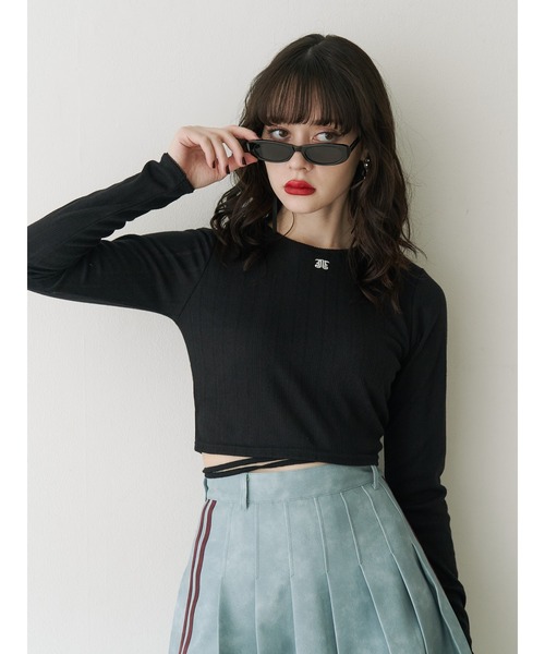 jouetie（ジュエティ）の「バックオープンロゴトップス（Tシャツ/カットソー・レディース・ブラック/ブルー/オフホワイト/その他1/ピンク・MEDIUM）」の3枚目の写真