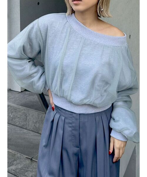 MURUA（ムルーア）の「チュールレイヤードプルオーバー（スウェット・レディース・ブラック/グレー・FREE）」の4枚目の写真