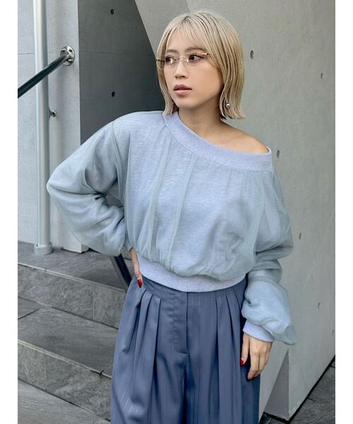 MURUA（ムルーア）の「チュールレイヤードプルオーバー（スウェット・レディース・ブラック/グレー・FREE）」の9枚目の写真