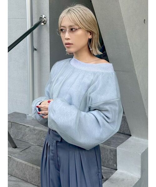 MURUA（ムルーア）の「チュールレイヤードプルオーバー（スウェット・レディース・ブラック/グレー・FREE）」の10枚目の写真