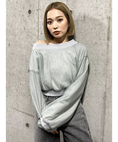 MURUA（ムルーア）の「チュールレイヤードプルオーバー（スウェット・レディース・ブラック/グレー・FREE）」の14枚目の写真