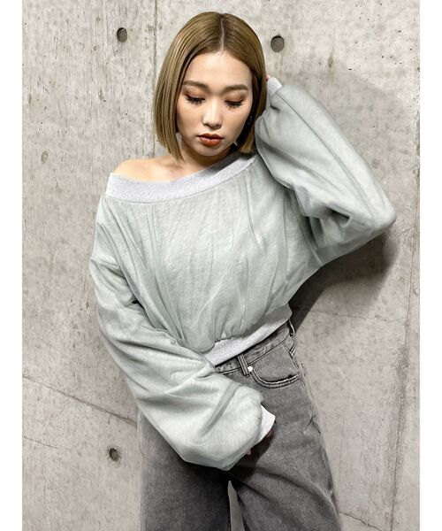 MURUA（ムルーア）の「チュールレイヤードプルオーバー（スウェット・レディース・ブラック/グレー・FREE）」の15枚目の写真