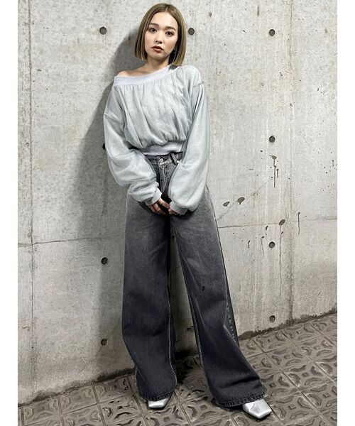 MURUA（ムルーア）の「チュールレイヤードプルオーバー（スウェット・レディース・ブラック/グレー・FREE）」の16枚目の写真