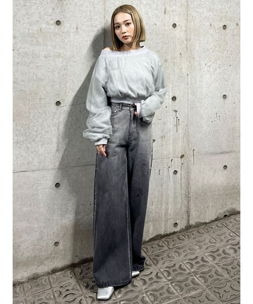 MURUA（ムルーア）の「チュールレイヤードプルオーバー（スウェット・レディース・ブラック/グレー・FREE）」の17枚目の写真