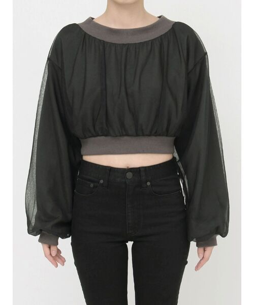 MURUA（ムルーア）の「チュールレイヤードプルオーバー（スウェット・レディース・ブラック/グレー・FREE）」の18枚目の写真