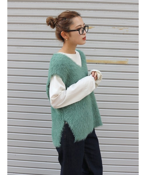 Ungrid（アングリッド）の「2Wayラメニットベスト（ニット/セーター・レディース・オフホワイト/グレー/グリーン・FREE）」の4枚目の写真