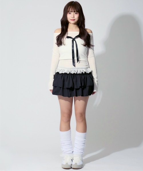 ALLuRing ChaRm(アリュリングチャーム)の「Tiered Balloon Mini Skirt / ティアードバルーンミニスカート(スカート・レディース・ブラック/ホワイト・S/M)」の6枚目の写真