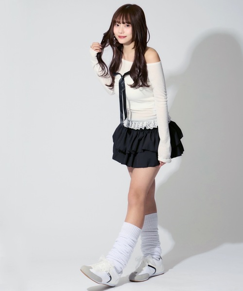 ALLuRing ChaRm(アリュリングチャーム)の「Tiered Balloon Mini Skirt / ティアードバルーンミニスカート(スカート・レディース・ブラック/ホワイト・S/M)」の8枚目の写真