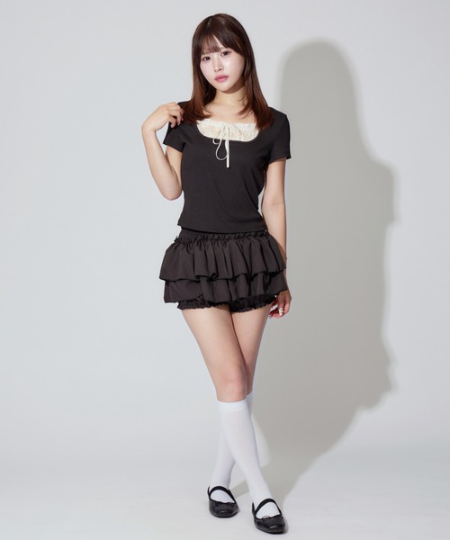 ALLuRing ChaRm(アリュリングチャーム)の「Tiered Balloon Mini Skirt / ティアードバルーンミニスカート(スカート・レディース・ブラック/ホワイト・S/M)」の13枚目の写真