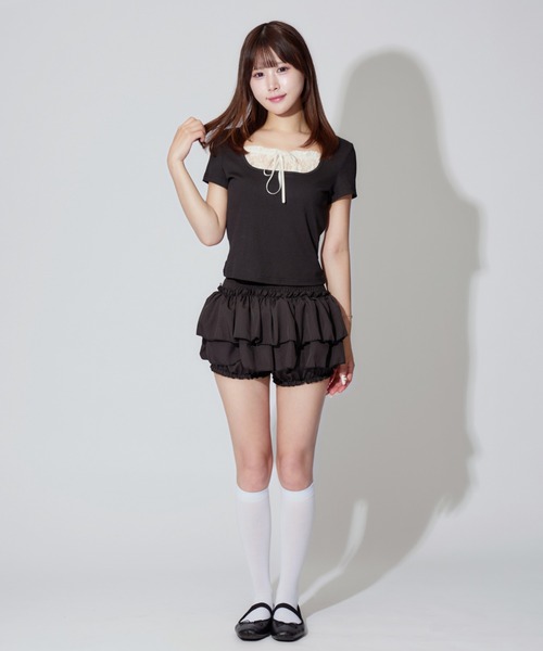 ALLuRing ChaRm(アリュリングチャーム)の「Tiered Balloon Mini Skirt / ティアードバルーンミニスカート(スカート・レディース・ブラック/ホワイト・S/M)」の15枚目の写真