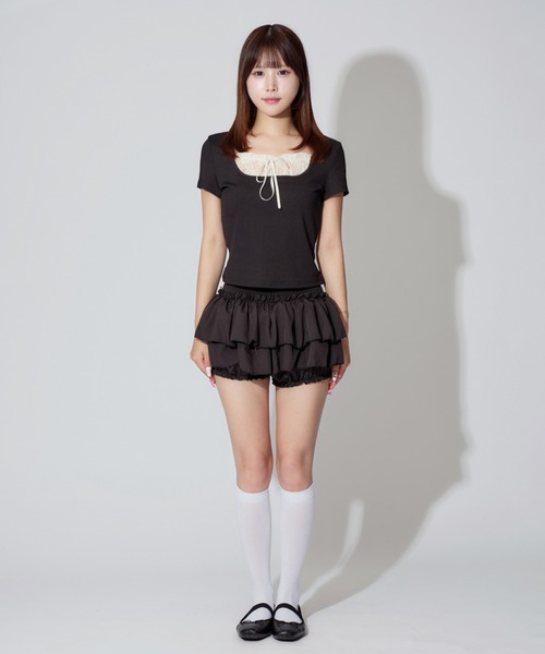 ALLuRing ChaRm(アリュリングチャーム)の「Tiered Balloon Mini Skirt / ティアードバルーンミニスカート(スカート・レディース・ブラック/ホワイト・S/M)」の16枚目の写真