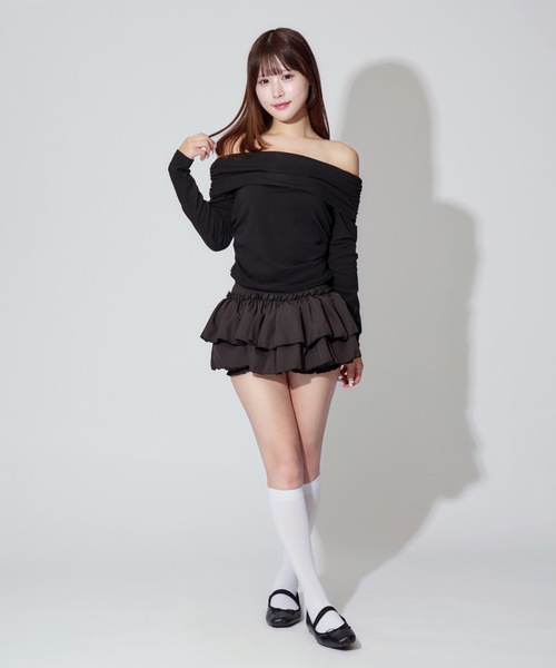 ALLuRing ChaRm(アリュリングチャーム)の「Tiered Balloon Mini Skirt / ティアードバルーンミニスカート(スカート・レディース・ブラック/ホワイト・S/M)」の11枚目の写真