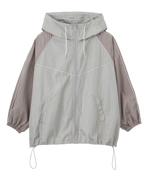 GeeRA（ジーラ）の「ライン入り配色ナイロンオーバーサイズブルゾン（マウンテンパーカー・レディース・ブラック/グレー・LARGE/MEDIUM）」の18枚目の写真