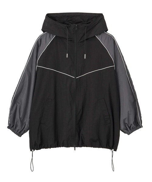 GeeRA（ジーラ）の「ライン入り配色ナイロンオーバーサイズブルゾン（マウンテンパーカー・レディース・ブラック/グレー・LARGE/MEDIUM）」の17枚目の写真