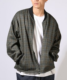 sunsea ブロックチェックメルトンレザージャケット sunsea ブロック