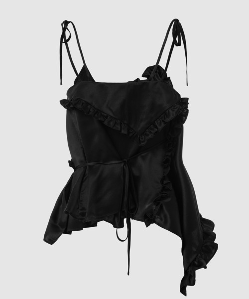 セール】STRAP TOP WITH WRAP CLOSURE AND RUFFLES（シャツ