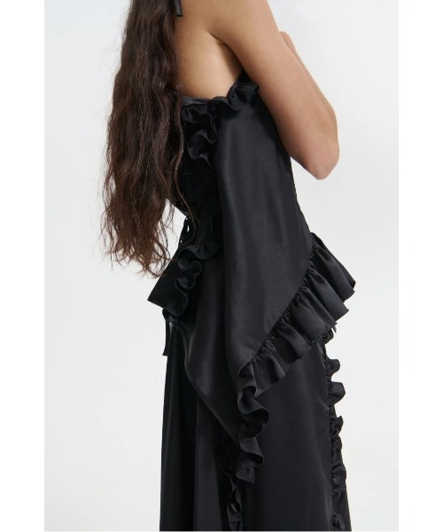 セール】STRAP TOP WITH WRAP CLOSURE AND RUFFLES（シャツ
