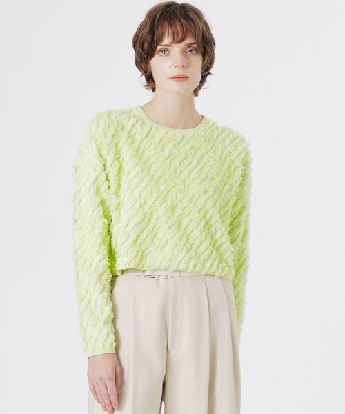 LOVELESS（ラブレス）の「カットジャガードプルオーバー（Tシャツ/カットソー・レディース・ブルー系その他2/オフホワイト/グレー/ライトグリーン・36）」の3枚目の写真