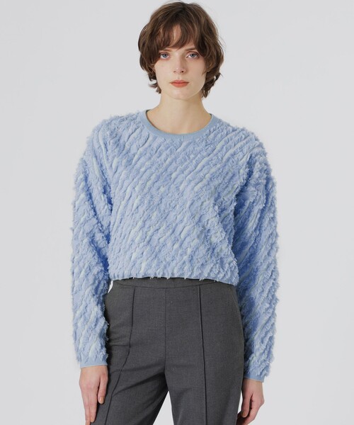 LOVELESS（ラブレス）の「カットジャガードプルオーバー（Tシャツ/カットソー・レディース・ブルー系その他2/オフホワイト/グレー/ライトグリーン・36）」の4枚目の写真