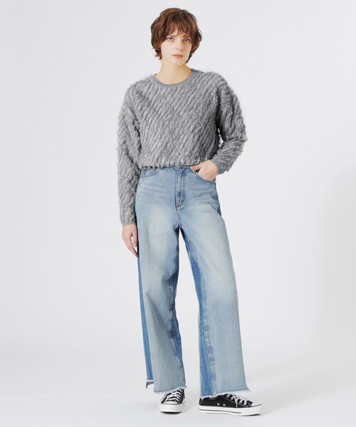 LOVELESS（ラブレス）の「カットジャガードプルオーバー（Tシャツ/カットソー・レディース・ブルー系その他2/オフホワイト/グレー/ライトグリーン・36）」の6枚目の写真