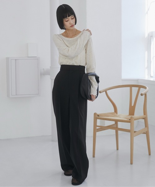 ANGIE(アンジー)の「ボーダー バックオープン シアートップス(Tシャツ/カットソー・レディース・ブラック系その他/オレンジ系その他/グレー系その他/ベージュ系その他・FREE)」の6枚目の写真